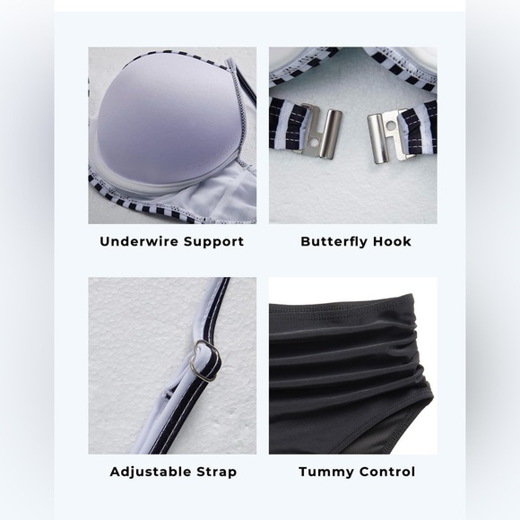 Aqua Eve Women Underwire Bikini High Waisted Bathing Suit Tummy Control Swimsuit - Picture 4 of 7